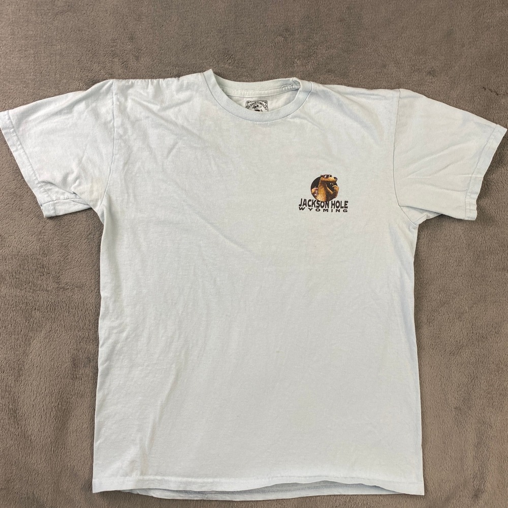 VTG Jackson Hole Wyoming T-Shirt‎ Men M Blue Beware of Bears The Duck Company